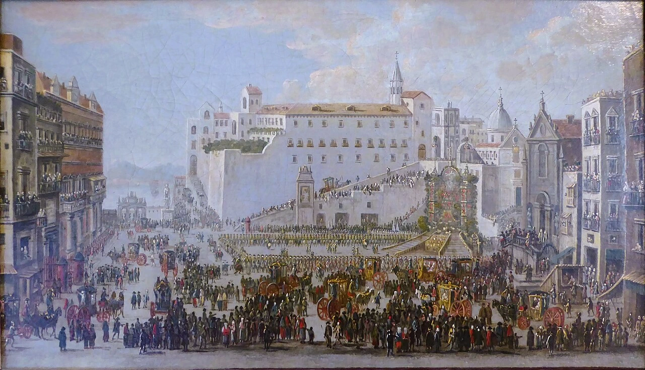 Processione della Festa di Dio a Napoli copia d'epoca da originale - Musée des Beaux, Arts de Chartres